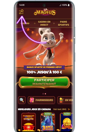 Icône du menu latéral sur le site Magius Casino Fr