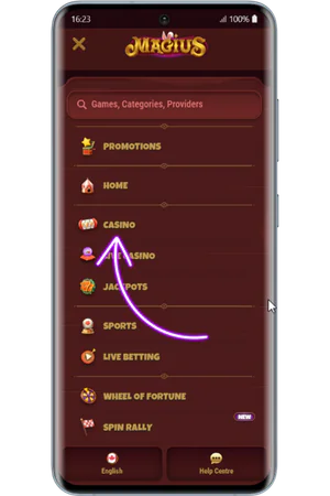 Game categories in Magius side navigation