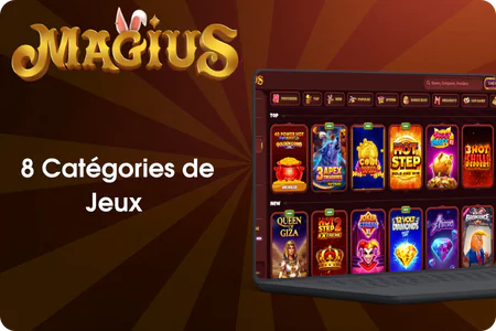 Magius Casino France lobby de jeux avec filtres de catégories