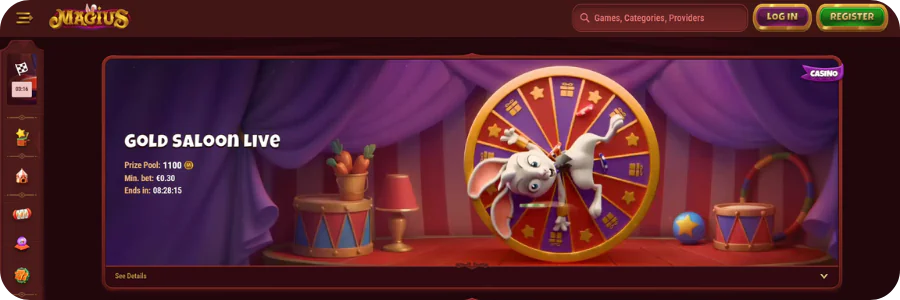 Wheel of Fortune daily spin feature at Magius casino