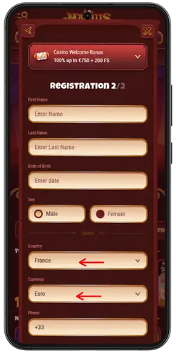 Magius Casino Choisissez le pays et la devise