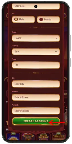 Magius Casino Appuyez sur Créer un compte