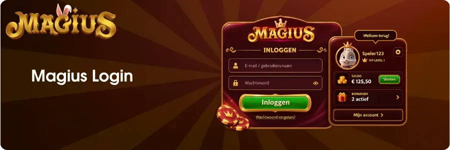 Inlogpagina voor toegang tot een Magius Casino account.