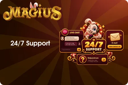 Live chat, e-mail en helpcentrum voor ondersteuning bij Magiuscasino.