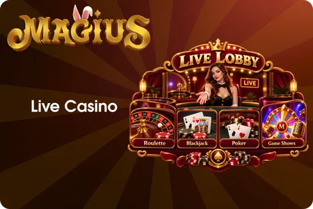 Live roulette, blackjack en game shows bij Magius Casino.