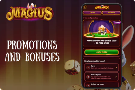 Promotions and bonuses Magius